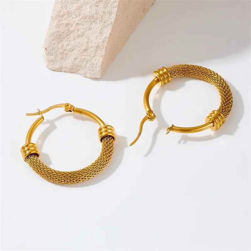 Stainless Steel WB137 Oval Metal Earbuckle Hoop Earrings Charm Jewelry - Touchy Style
