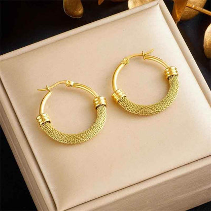 Stainless Steel WB137 Oval Metal Earbuckle Hoop Earrings Charm Jewelry - Touchy Style