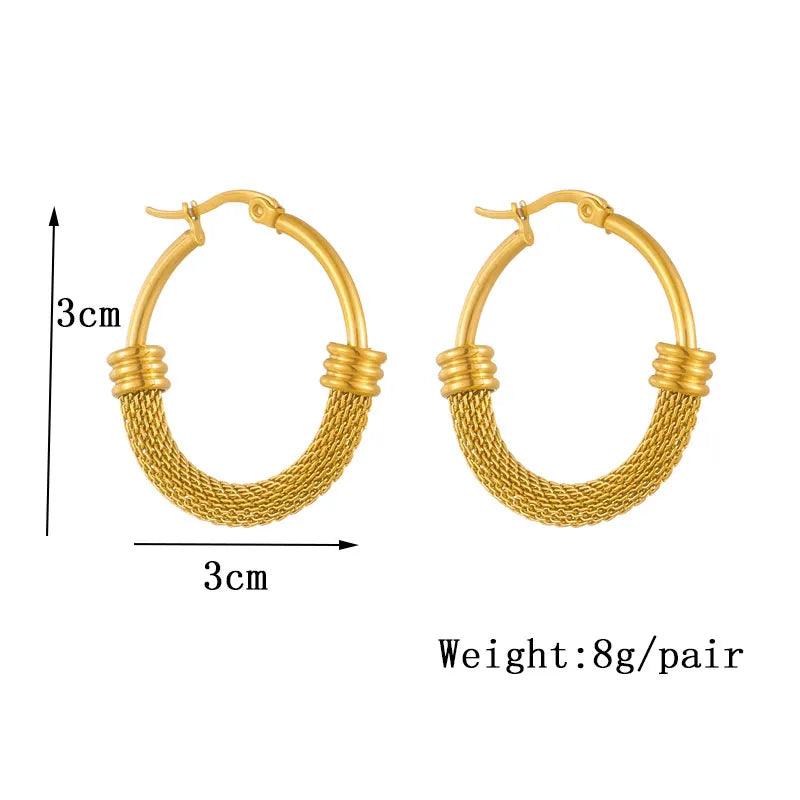 Stainless Steel WB137 Oval Metal Earbuckle Hoop Earrings Charm Jewelry - Touchy Style .