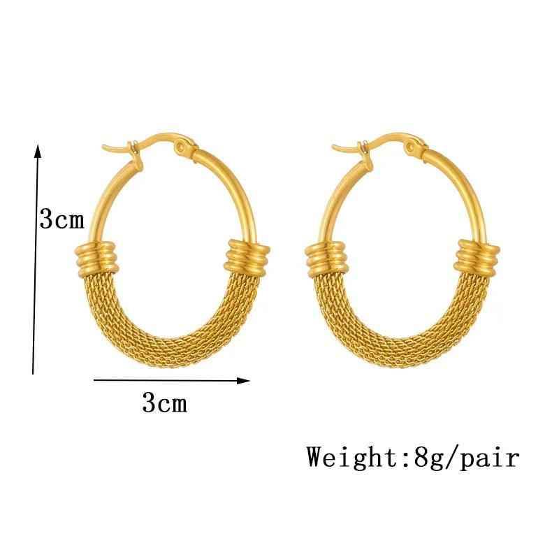 Stainless Steel WB137 Oval Metal Earbuckle Hoop Earrings Charm Jewelry - Touchy Style