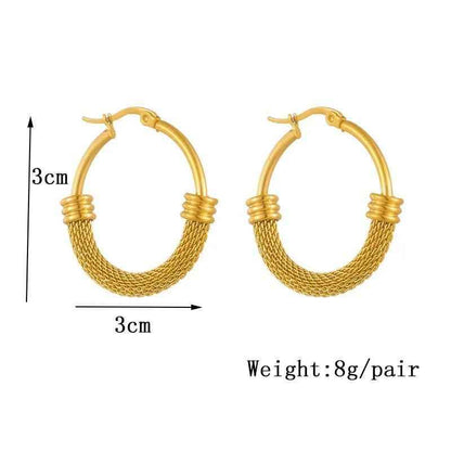 Stainless Steel WB137 Oval Metal Earbuckle Hoop Earrings Charm Jewelry - Touchy Style