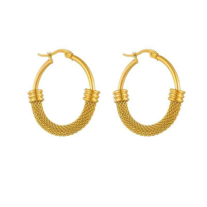 Stainless Steel WB137 Oval Metal Earbuckle Hoop Earrings Charm Jewelry - Touchy Style