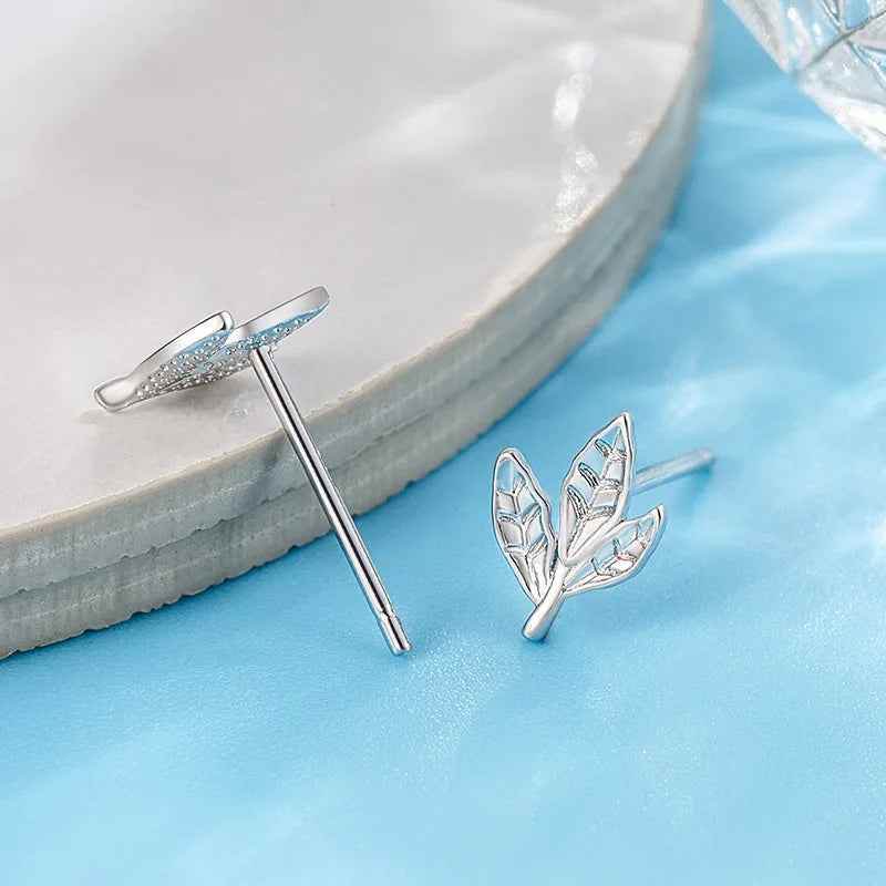 Stud Earrings Charm Jewelry - Leaf, Simple Nature - TSJ100 - Touchy Style