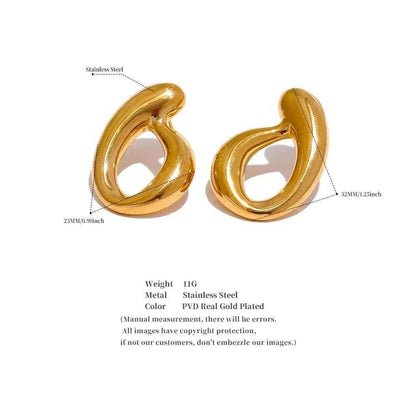 Stud Earrings Charm Jewelry - Stainless Steel - Geometry Hollow - TSJ26 - Touchy Style