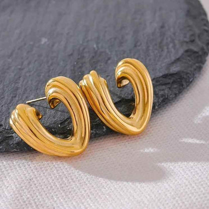 Stud Earrings Charm Jewelry - Stainless Steel Heart Pattern - TSJ59 - Touchy Style