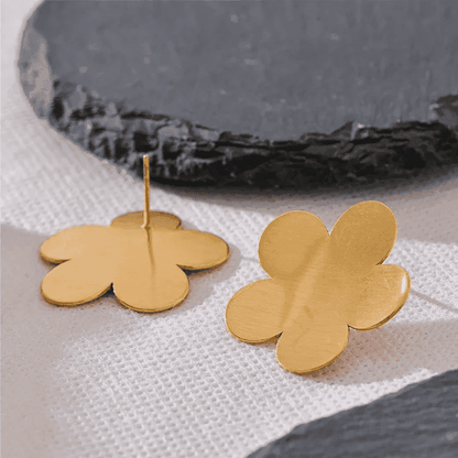 Stud Earrings Charm Jewelry - Stainless Steel - Metal Flower - YH3100A - Touchy Style