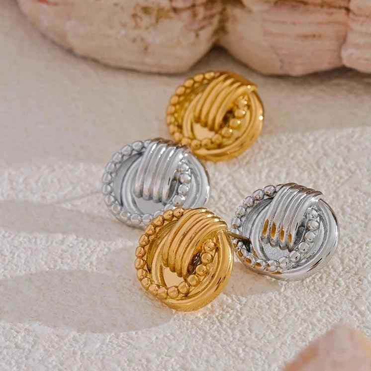 Stud Earrings Charm Jewelry - Stainless Steel - Round Geometric - TSJ41 - Touchy Style