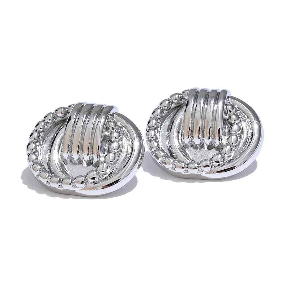 Stud Earrings Charm Jewelry - Stainless Steel - Round Geometric - TSJ41 - Touchy Style