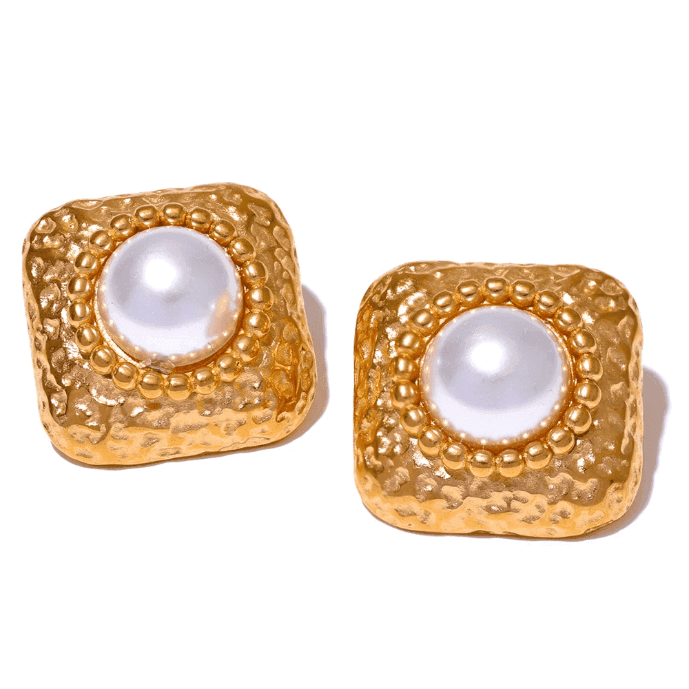 Stud Earrings Charm Jewelry - Stainless Steel - Square Titanium - YH2761A - Touchy Style