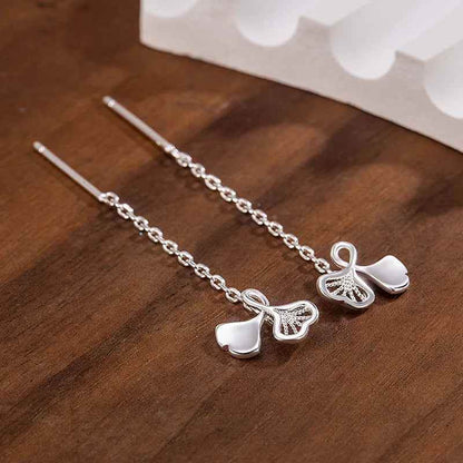 Stud Earrings Charm Jewelry - Tassel Leaf Nature Ginkgo Openwork - TSJ75 - Touchy Style