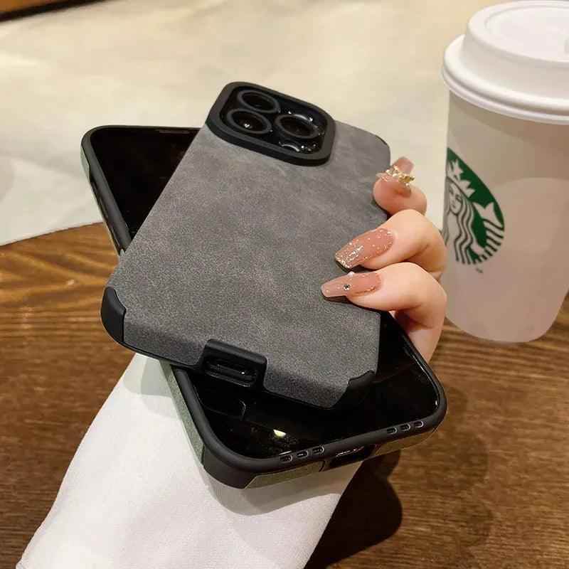 Stylish and Protective: Retro Matte Leather Phone Case for iPhone 15, 14 Pro Max, 13, 12, 11, X, XR, XS, 7, 8 Plus, and SE - Touchy Style