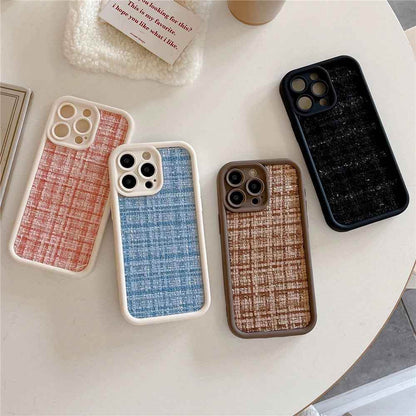 Stylish Lattice Fabric Cute Phone Cases for iPhone 14, 13, 12, 11 Pro Max and 14 Plus - Touchy Style .