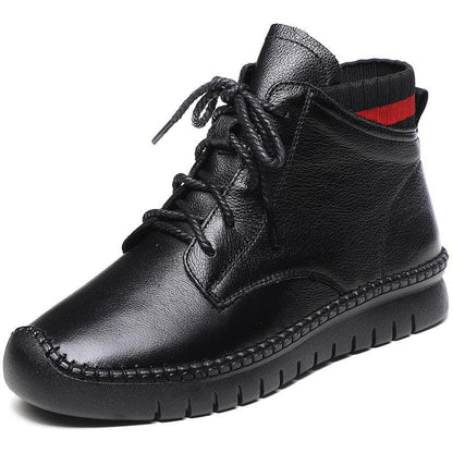 Stylish Leather Ankle Boots Sneakers - LZ256 Women&