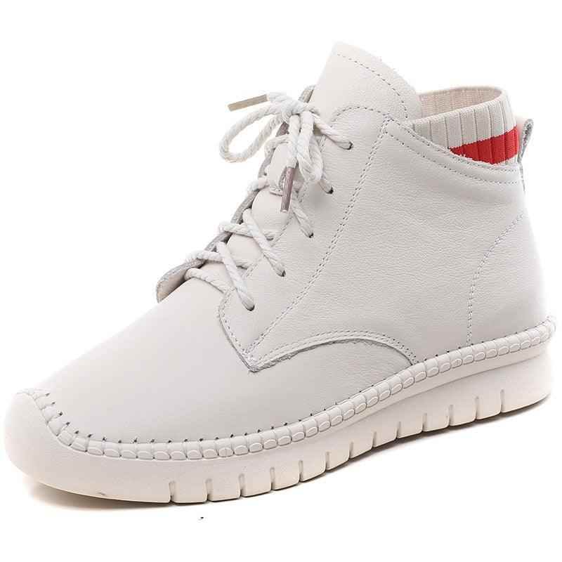 Stylish Leather Ankle Boots Sneakers - LZ256 Women&