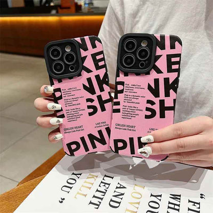 Stylish Pink Letter Pattern Cute Phone Case For iPhone 15, 14, 13, 12 Pro, 11, XS Max, 7, 8 Plus, X, XR, SE - Touchy Style