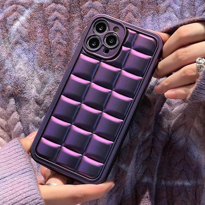 Stylish Purple 3D Square Cube Plating Cute Phone Cases for iPhone 14, 13, 12, 11 Pro Max, XS, X, XR and 14 Plus - Touchy Style .