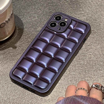 Stylish Purple 3D Square Cube Plating Cute Phone Cases for iPhone 14, 13, 12, 11 Pro Max, XS, X, XR and 14 Plus - Touchy Style .