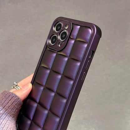 Stylish Purple 3D Square Cube Plating Cute Phone Cases for iPhone 14, 13, 12, 11 Pro Max, XS, X, XR and 14 Plus - Touchy Style .