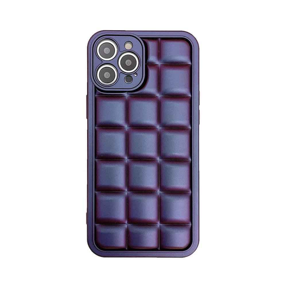 Stylish Purple 3D Square Cube Plating Cute Phone Cases for iPhone 14, 13, 12, 11 Pro Max, XS, X, XR and 14 Plus - Touchy Style .