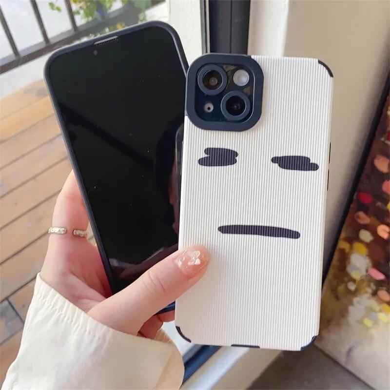 Stylish White Cute Phone Case for iPhone 14, 13, 12, 11 Pro Max, Mini, 6, 7, 8 Plus, X, XS, XR: Simple Expression - Touchy Style