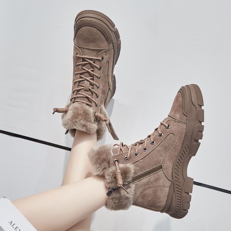 Suede Leather Boots - Women&
