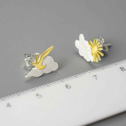 Sunrise Moment With Bird - LFJA0126 Earring Charm Jewelry - 925 Sterling Silver - Touchy Style