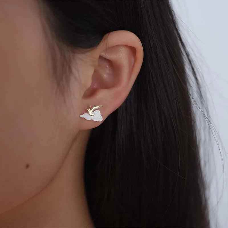 Sunrise Moment With Bird - LFJA0126 Earring Charm Jewelry - 925 Sterling Silver - Touchy Style .