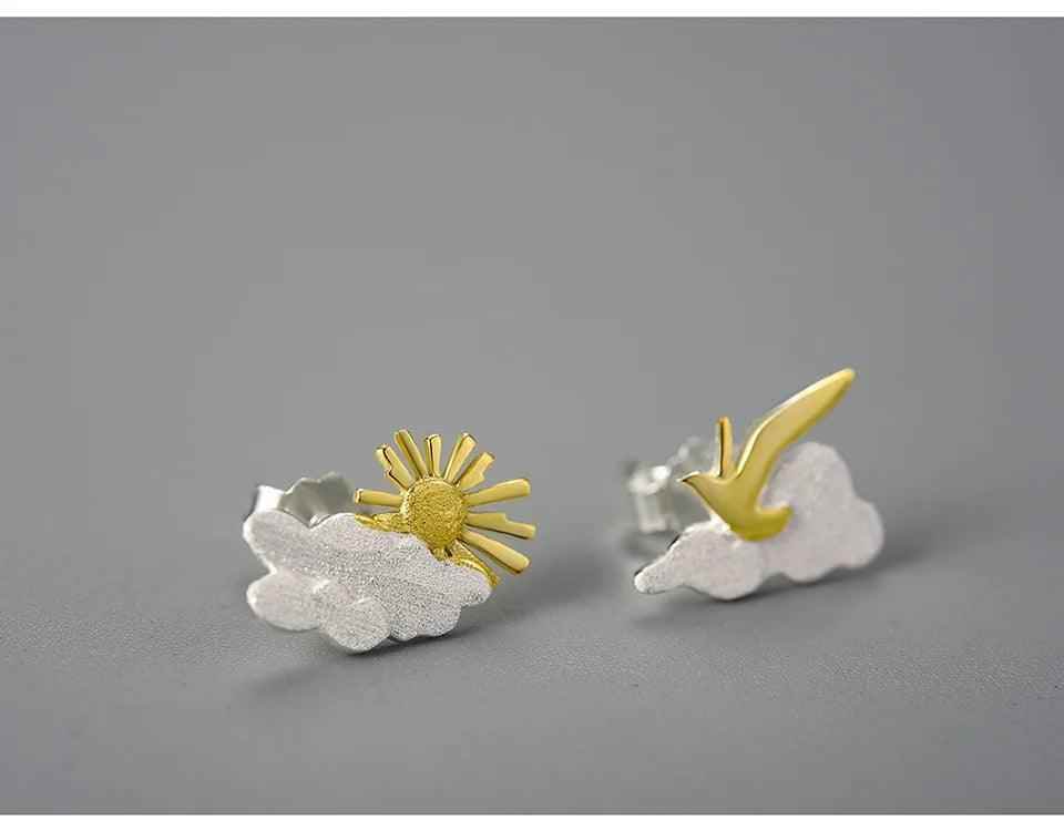 Sunrise Moment With Bird - LFJA0126 Earring Charm Jewelry - 925 Sterling Silver - Touchy Style