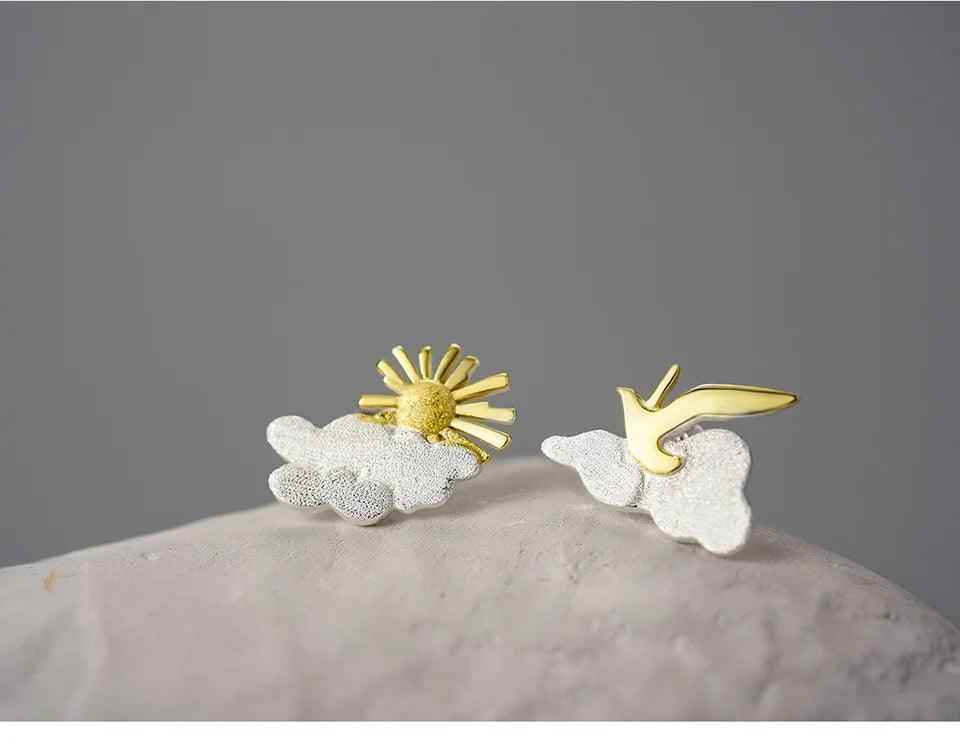 Sunrise Moment With Bird - LFJA0126 Earring Charm Jewelry - 925 Sterling Silver - Touchy Style