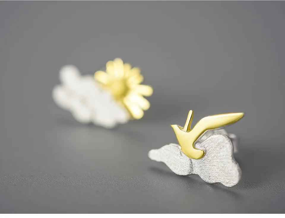 Sunrise Moment With Bird - LFJA0126 Earring Charm Jewelry - 925 Sterling Silver - Touchy Style