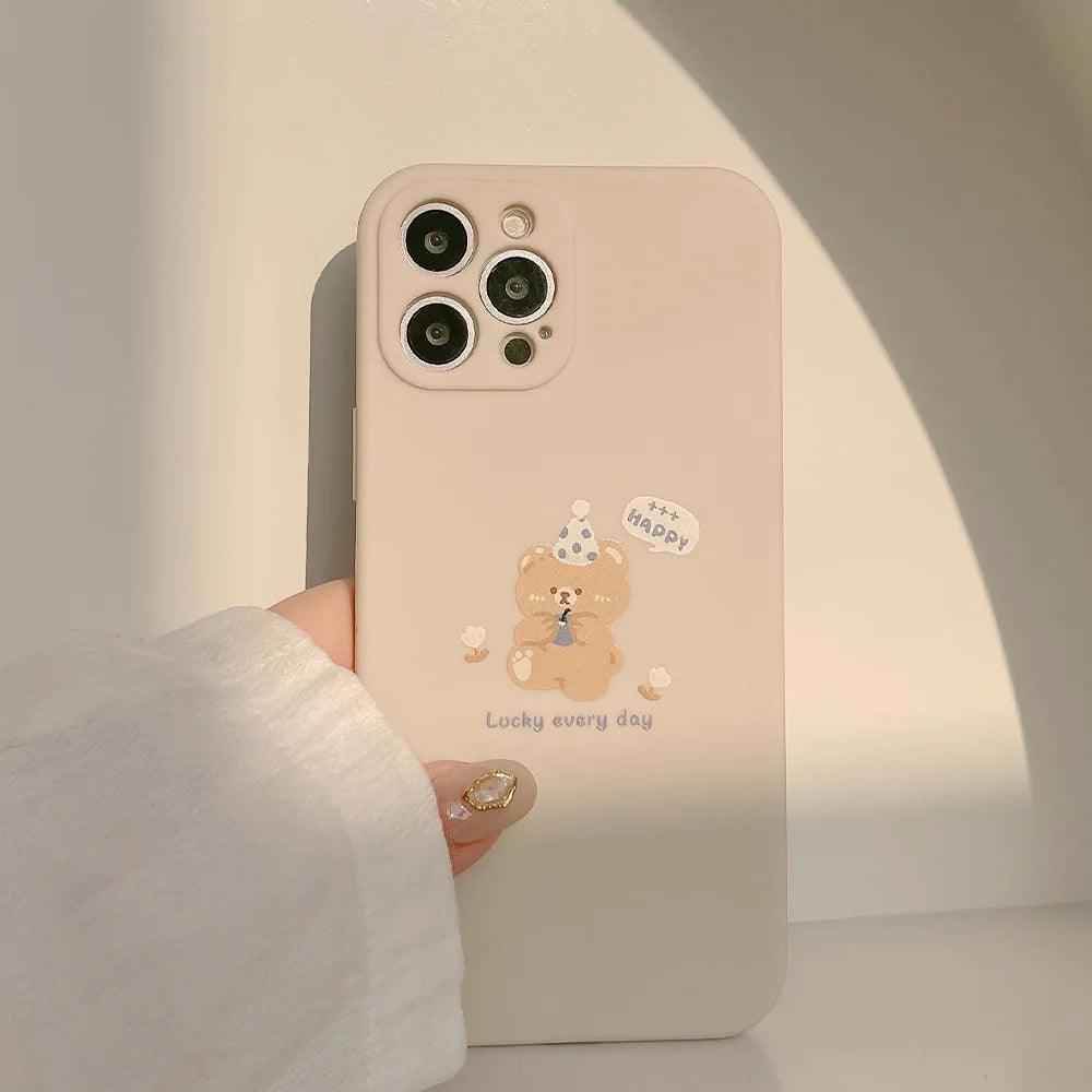 Sweet Bear Head Beige Cute Phone Cases For iPhone 14 13 12 11 Pro Max XS MAX XR 7 8 Plus X 7Plus - Touchy Style