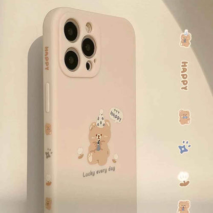 Sweet Bear Head Beige Cute Phone Cases For iPhone 14 13 12 11 Pro Max XS MAX XR 7 8 Plus X 7Plus - Touchy Style