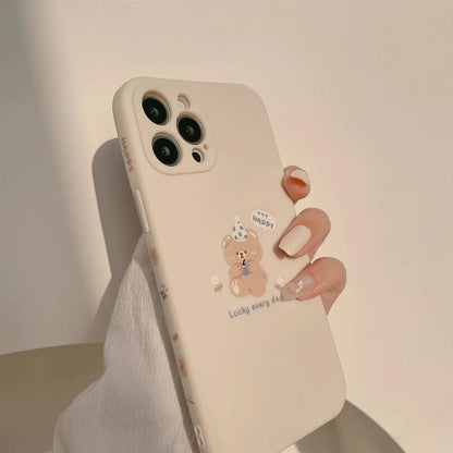 Sweet Bear Head Beige Cute Phone Cases For iPhone 14 13 12 11 Pro Max XS MAX XR 7 8 Plus X 7Plus - Touchy Style