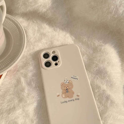 Sweet Bear Head Beige Cute Phone Cases For iPhone 14 13 12 11 Pro Max XS MAX XR 7 8 Plus X 7Plus - Touchy Style