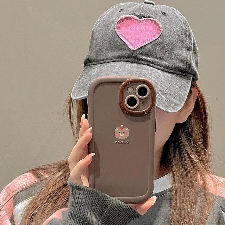 Sweet Cute Phone Cases with Bear Pendant for iPhone 11, 12, 13, 14, 15 Pro Max - Touchy Style .