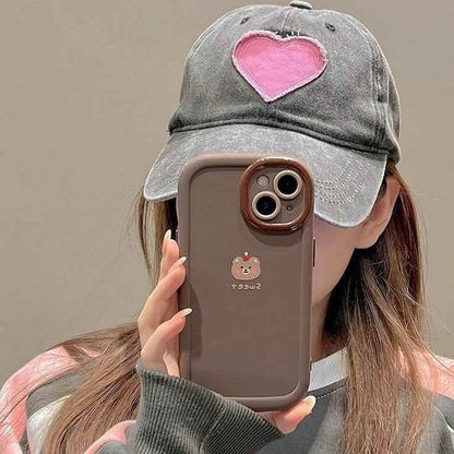 Sweet Cute Phone Cases with Bear Pendant for iPhone 11, 12, 13, 14, 15 Pro Max - Touchy Style
