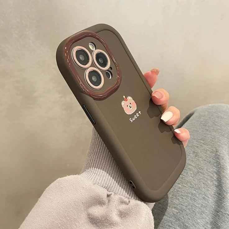 Sweet Cute Phone Cases with Bear Pendant for iPhone 11, 12, 13, 14, 15 Pro Max - Touchy Style