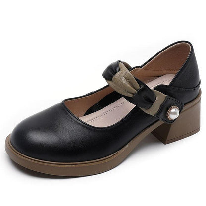 TC149 Women's Handmade Leather Thick Platform Casual Shoes