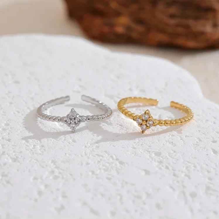 Thin Open Finger Ring Charm Jewelry - Stainless Steel, Zircon Chic - TSJ33 - Touchy Style