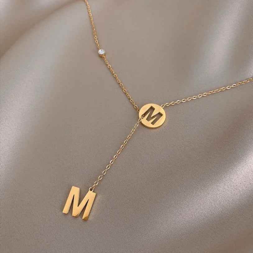 Titanium Steel Necklaces Charm Jewelry NCJTXY30 Simple M Letter Short Chain - Touchy Style .