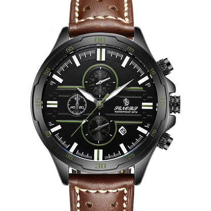 Casual Sport Quartz Watches for Men Top Luxury Military Black Leather Wristwatch Man Clock Fashion HWA0354 - Touchy Style .