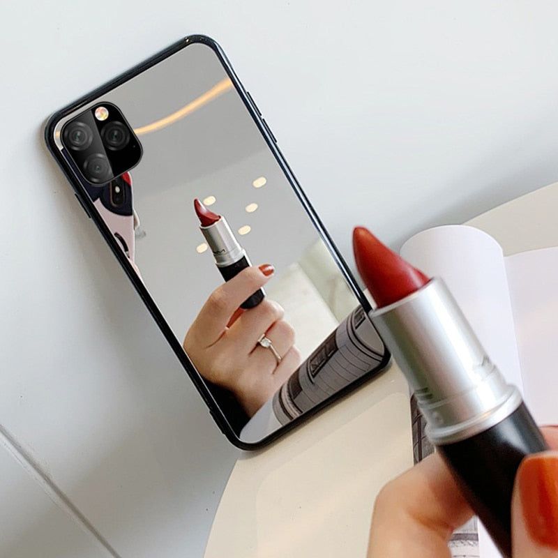Bling Square Lips Lipstick Phone Case For iPhone 11 12 13 Pro Max X XS XR 7  8 SE