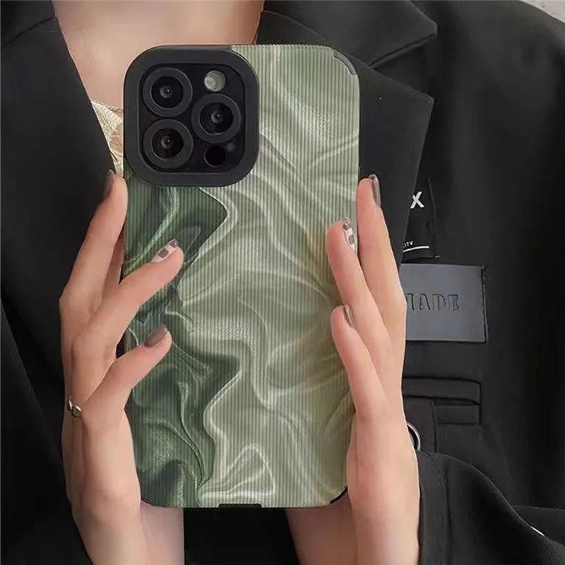Trendy Wave Pattern: Leather Cute Phone Cases with Lens Soft Cover for iPhone 14, 13, 11, 12 Pro Max, Mini, 6, 7, 8 Plus, X, XS, and XR - Touchy Style .