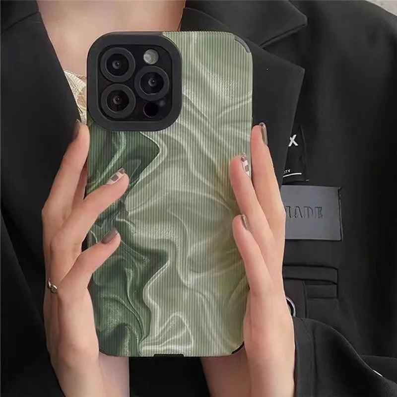 Trendy Wave Pattern: Leather Cute Phone Cases with Lens Soft Cover for iPhone 14, 13, 11, 12 Pro Max, Mini, 6, 7, 8 Plus, X, XS, and XR - Touchy Style