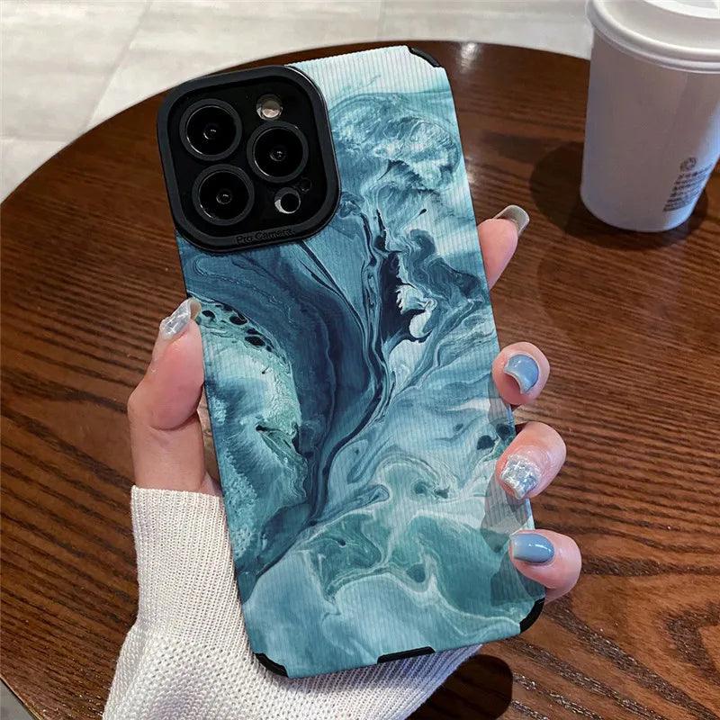 Trendy Wave Pattern: Leather Cute Phone Cases with Lens Soft Cover for iPhone 14, 13, 11, 12 Pro Max, Mini, 6, 7, 8 Plus, X, XS, and XR - Touchy Style .
