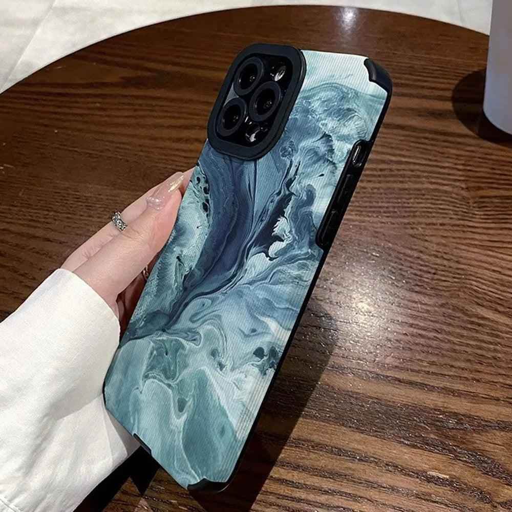 Trendy Wave Pattern: Leather Cute Phone Cases with Lens Soft Cover for iPhone 14, 13, 11, 12 Pro Max, Mini, 6, 7, 8 Plus, X, XS, and XR - Touchy Style .