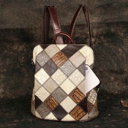 TSB112 Cool Backpacks - Leather Shoulder Bags - Patchwork Multicolor - Touchy Style
