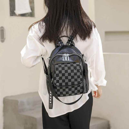 TSB118 Cool Backpacks - Leather Small Bags - Checkerboard Pattern - Touchy Style