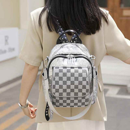 TSB118 Cool Backpacks - Leather Small Bags - Checkerboard Pattern - Touchy Style