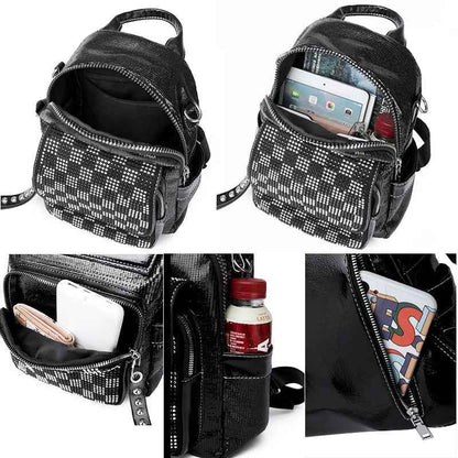TSB118 Cool Backpacks - Leather Small Bags - Checkerboard Pattern - Touchy Style